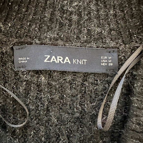 Zara Charcoal Knit Oversized Long Sleeve Sweater Dress, M - Picture 5 of 11